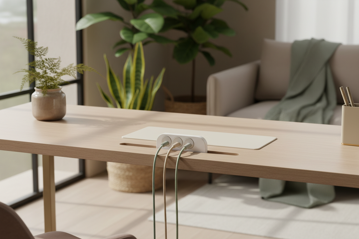 Imagem editorial premium de organização doméstica